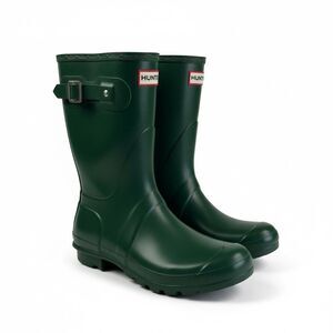Hunter Original Short Green Rain Boots womens 9 Mens 8 Waterproof Mid Calf Prep